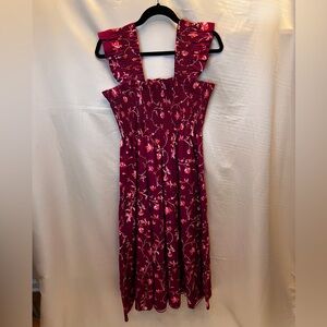 Hill House Ellie Nap Dress Burgundy Botanical Poplin